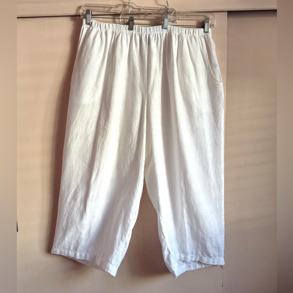 FLAX Linen Floods Crop Pants 3G 3x white